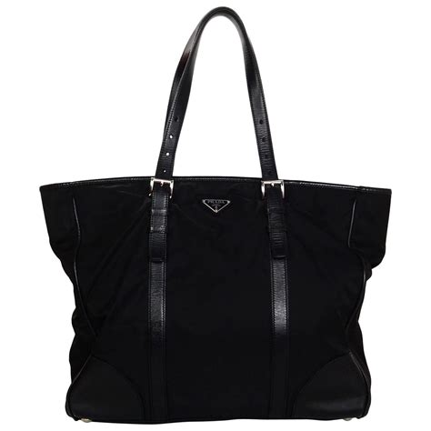 prada black tote bag|Prada nylon shopper tote.